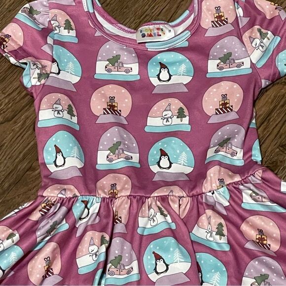 Dot Dot Smile Short Sleeve Holiday Twirl Dress Purple Pink Blue Size 2T - Picture 3 of 10